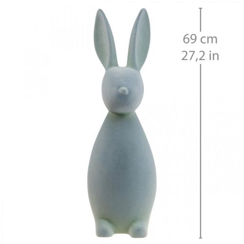 Floristik24 Déco Lapin Déco Lapin de Pâques Floqué Gris-Vert H69cm