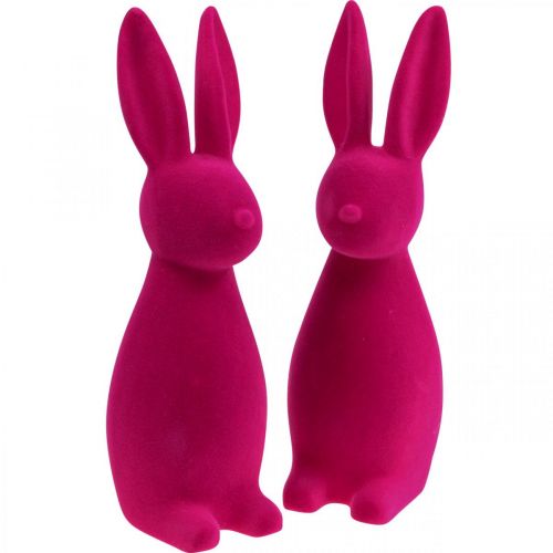 Lapin décoratif Lapin de Pâques décoratif – 2e choix – Floqué rose H29,5 cm 2 pcs