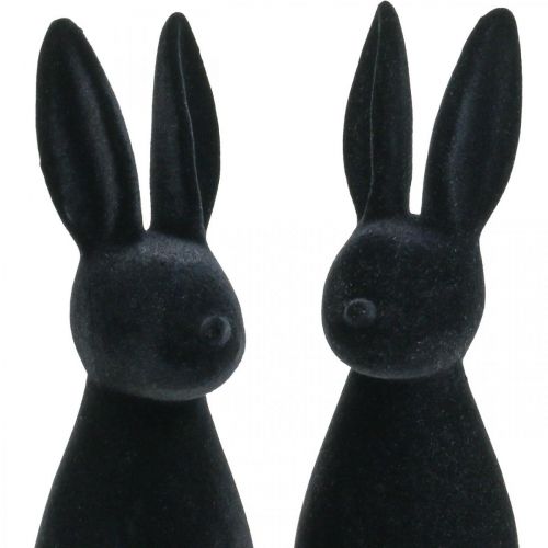 Article Lapin décoratif noir – 2e choix – Lapin de Pâques décoratif floqué H 29,5 cm, 2 pièces