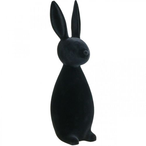 Lapin Décoratif Noir – 2ème Choix – Lapin de Pâques Décoratif Floqué H69cm