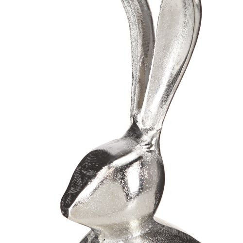 Article Lapin Décoratif en Métal Pâques en Argent Rond Ø12cm H25cm