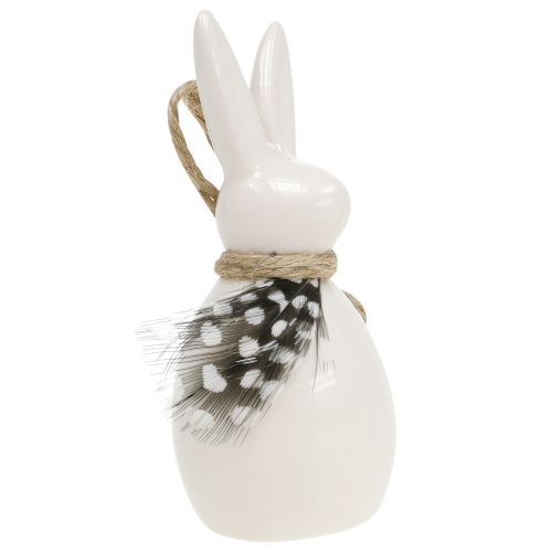 Floristik24 Lapin décoratif avec plume blanc 9cm 6pcs
