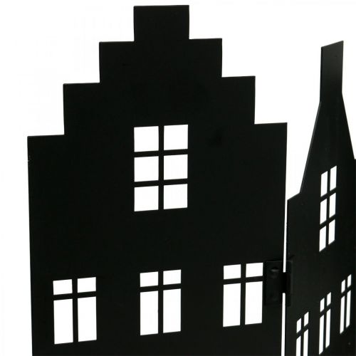 Article Décoration de Noël silhouette de ville en métal noir 74×36cm