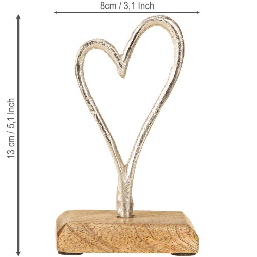 Article Cœur déco en métal et bois Couleur argent 7,5×5×13cm 3pcs