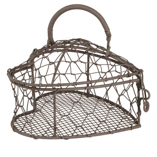 Floristik24 Coeur décoratif en fil de fer à remplir gris vintage 14×13,5cm