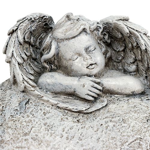 Floristik24 Déco coeur avec ange gris 10,5cm 2 pcs