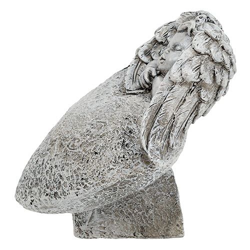 Floristik24 Déco coeur avec ange gris 10,5cm 2 pcs