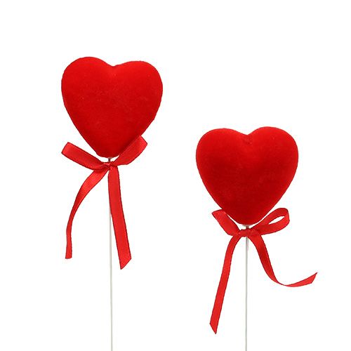 Article Coeurs décoratifs floqués 6cm rouge 18 pcs
