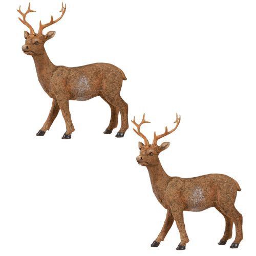 Article Cerf décoratif marron aspect bois 19x8,5x22,5cm 2 pièces