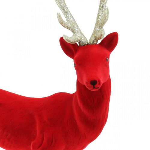 Article Figurine déco cerf décoratif renne floqué rouge H40cm
