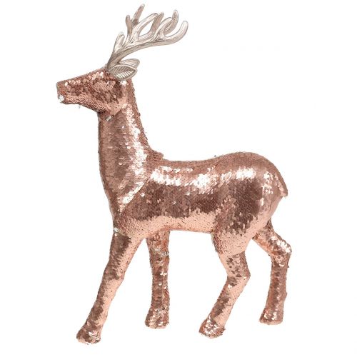 Floristik24 Cerf déco à sequins or rose H46cm