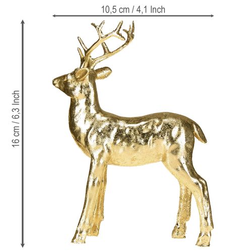 Floristik24 Figurine décorative de renne debout en or 10,5 × 4,5 × 16 cm 2 pièces