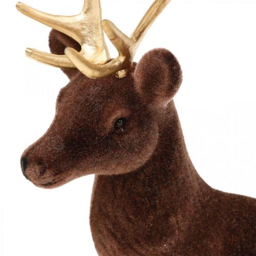 Article Décoration de Noël renne brun doré décoratif cerf debout 27cm