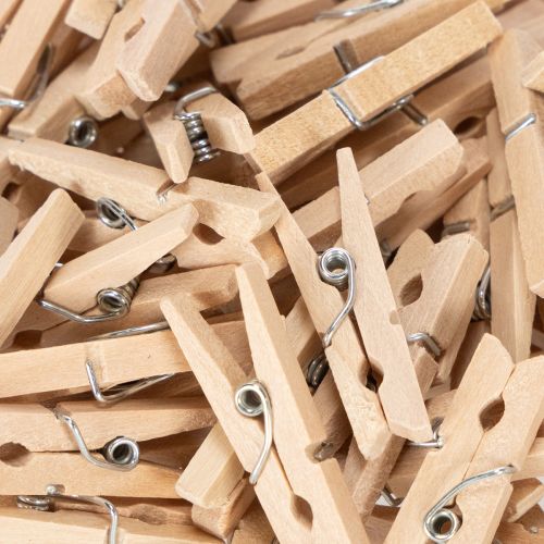 Article Pinces à linge décoratives en bois, 3 cm, naturel, lot de 72