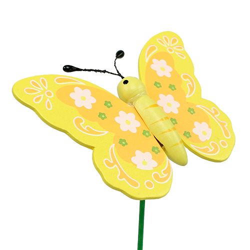 Floristik24 Papillons décoratifs en bois sur bâton 8cm 24pcs