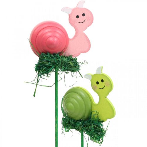 Article Escargot décoratif en bois sur bâton couleurs assorties 5cm 24pcs