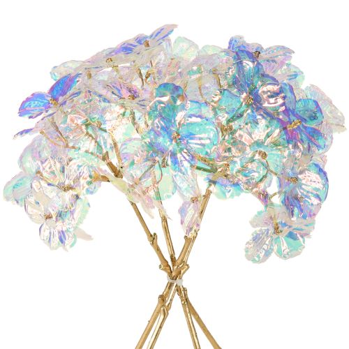 Hortensia décoratif irisé fleur artificielle Noël 27cm 4 pcs