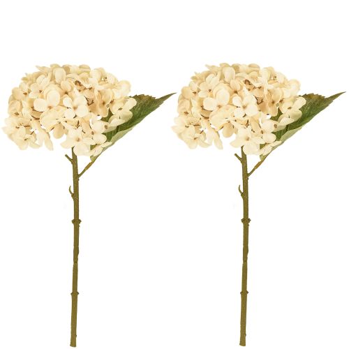 Article Hortensias décoratifs artificiels crème en soie 34 cm 2 pièces
