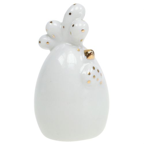 Floristik24 Poule blanche décorative avec points dorés 6,5 cm 6 p.