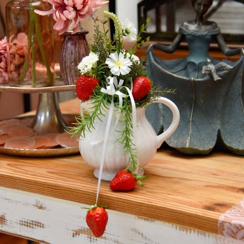 Article Vase déco, cruche avec anse en céramique vert, blanc, crème H14,5cm 3pcs