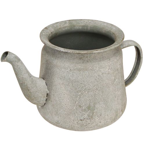 Floristik24 Pot décoratif théière vintage en métal gris 24×14×14cm
