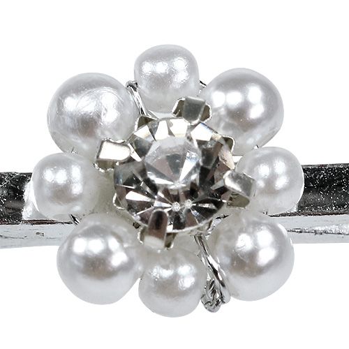 Pince décorative avec fleur perlée 2,5 cm 6 p.