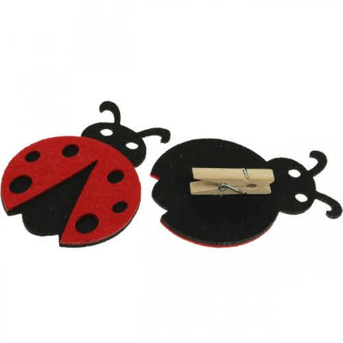 Floristik24 Clips décoratifs coccinelle, printemps, coléoptère porte-bonheur à décorer, décoration en feutre 16pcs