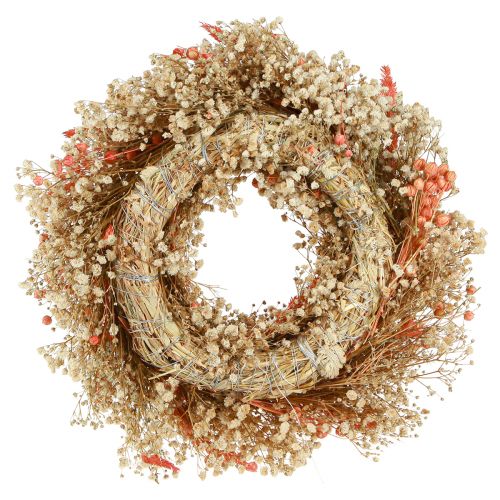 Article Couronne décorative fleurs séchées couronne de fleurs orange crème Ø25cm