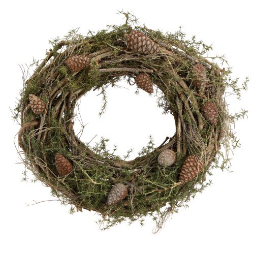 Article Couronne décorative branches et cônes de cèdre couronne en bois naturel Ø40cm