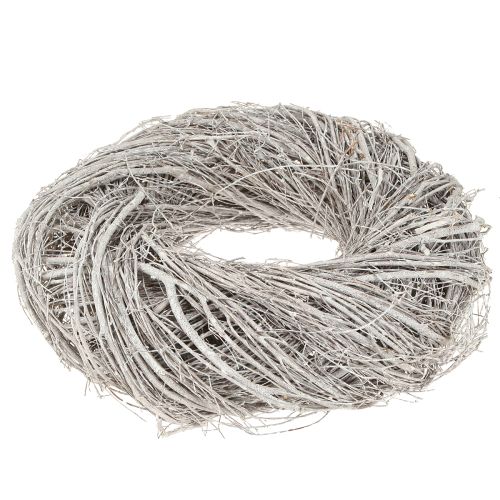 Floristik24 Couronne décorative en branches d'orme, lavée blanc-gris Ø35cm