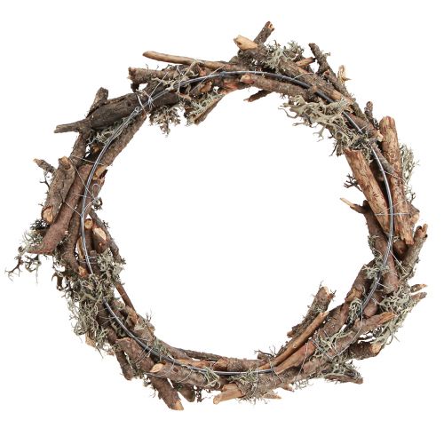 Article Couronne décorative avec branches et mousse de chêne lichen Ø30cm
