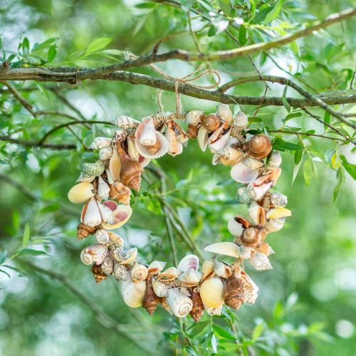 Floristik24 Couronne décorative coquillages et escargots décoration maritime naturelle Ø30cm