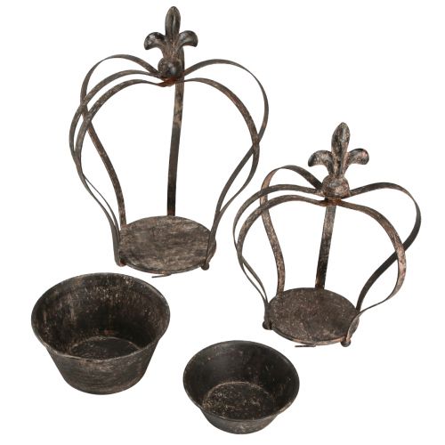 Floristik24 Couronne décorative antique marron foncé rouille H22/27cm lot de 2 pièces