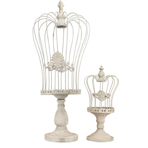 Article Couronne décorative sur pied décoration métal vintage gris 34/66cm lot de 2 pièces