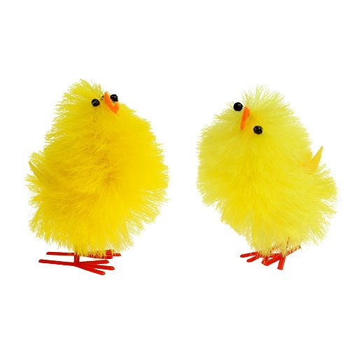 Floristik24 Poussins décoratifs en chenille jaune 6.5cm 6pcs