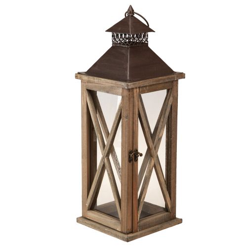 Floristik24 Lanterne décorative en bois lanterne en bois vintage marron 17×17×50cm