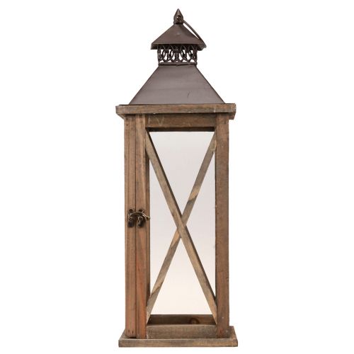 Article Lanterne décorative en bois lanterne en bois vintage marron 17×17×50cm