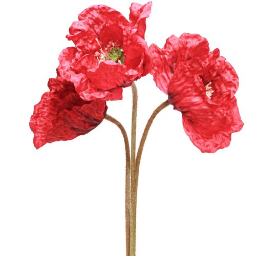 Floristik24 Coquelicots artificiels Rouges Grandes fleurs 88cm 3 Pièces
