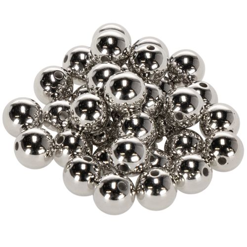 Perles décoratives argentées métalliques 14 mm - Lot de 35