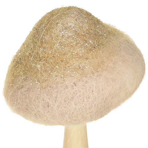 Article Champignon décoratif en bois, feutre avec décoration de table pailletée Avent H11cm 4pcs