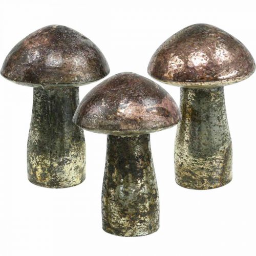 Floristik24 Déco champignons verre rose décoration de table automne Ø6.5cm H10cm 3pcs