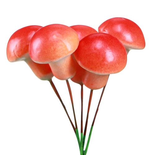 Floristik24 Champignons décoratifs sur fil rouge décoration d&#39;automne à coller 7cm 24 pcs