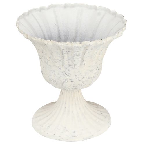 Floristik24 Tasse Décorative Calice Métal Blanc Antique Shabby Chic Ø12cm H12cm