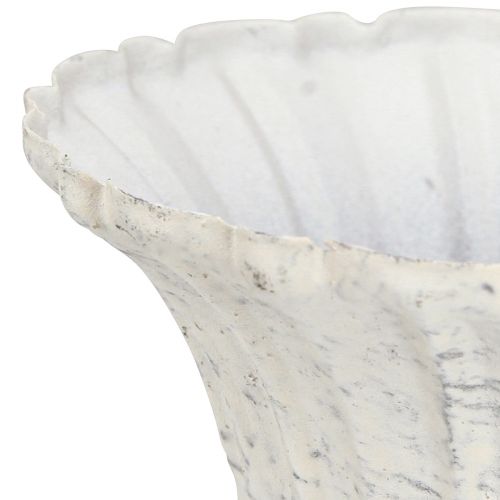 Floristik24 Tasse Décorative Calice Métal Blanc Antique Shabby Chic Ø12cm H12cm