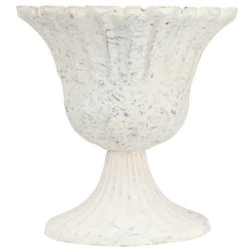 Floristik24 Tasse Décorative Calice Métal Blanc Antique Shabby Chic Ø12cm H12cm