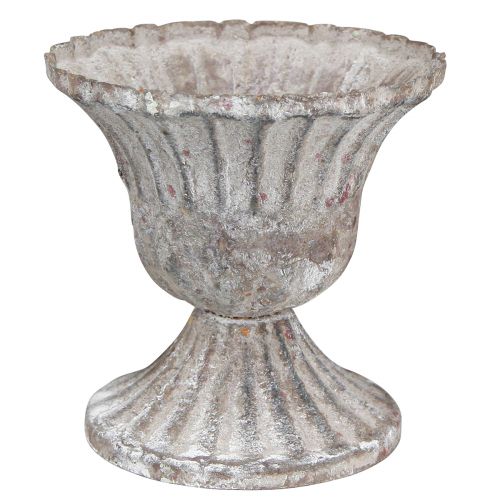 Floristik24 Tasse Décorative Rustique Antique Calice Gris Blanc Ø8cm H8.5cm 2pcs
