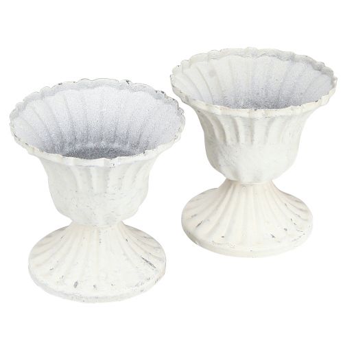 Tasse Déco Shabby Chic Calice Blanc Ø8cm H8.5cm 2pcs