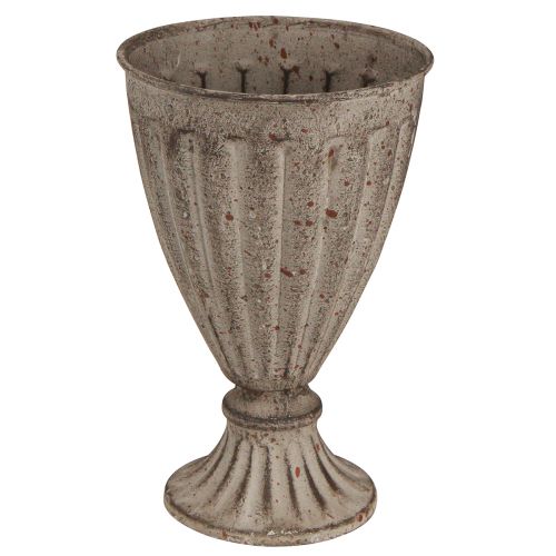 Floristik24 Jardinière Coupe déco antique Métal Gris Marron Ø13cm H19cm