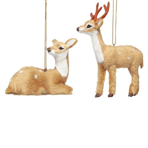 Article Cerf décoratif Noël à suspendre H11,5cm / 7,5cm 2pcs