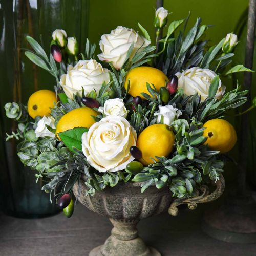 Article Fleurs décoratives en soie roses en bouquet crème 36cm 8 pcs